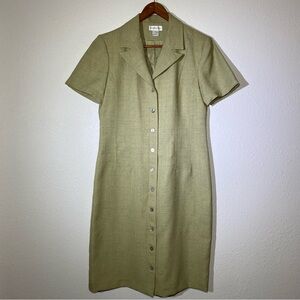 Vintage Worthington Short Sleeve Button-up Dress with Shoulder Pads Womens Sz 12